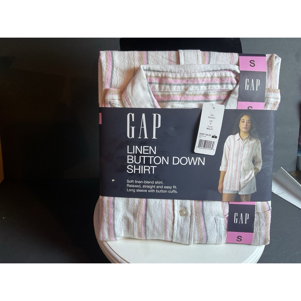 Gap Women's Linen Button-Down Shirt Relaxed, Easy Fit Size Small